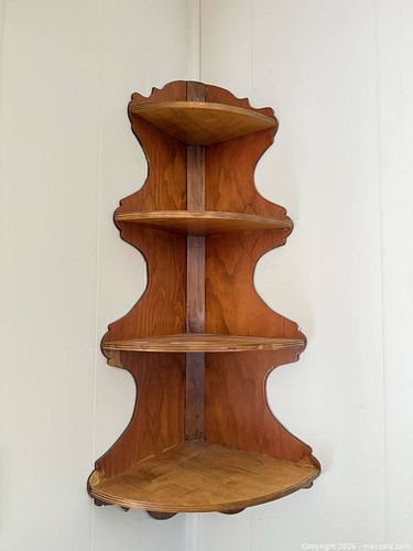 Solid Wood Corner Wall Shelf, 4-Tier Light Brown (1 of 3)