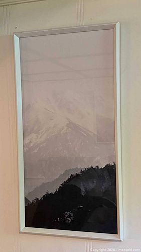 Set of 3 Framed Mountain Landscape Wall Art, White/Silver (1 of 3)