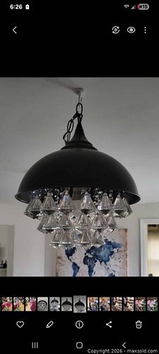 Modern Oil-Rubbed Bronze Dome Pendant Chandelier Light with Tiered Crystal Prisms (1 of 5)