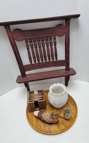Upcycled Vintage Chair Back Spindle Wall Shelf and Rustic Cabin Decor Lot (1 of 12)