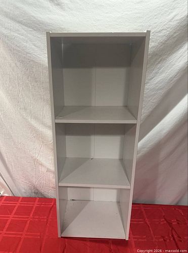 White Particle Board Bookcase / Shelf Unit, 3 Shelves, ~32-33 in (1 of 6)