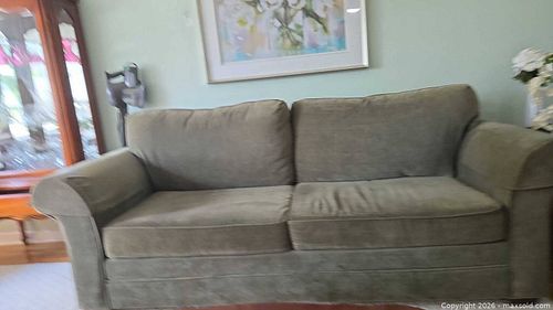 3-Seater Olive Green Microfiber/Chenille Sofa (1 of 7)