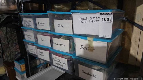 Assorted Craft Supplies in Plastic Storage Bins  (1 of 8)
