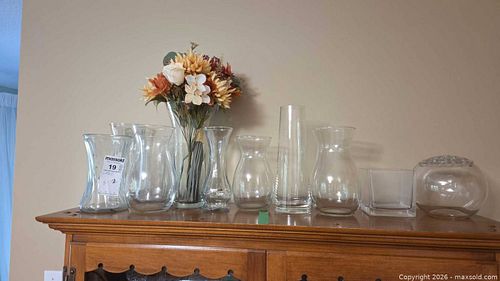 Clear Glass Vase Lot, Mixed Shapes & Sizes  (1 of 9)