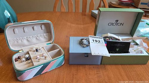 Croton Women's Floral Dial Watch with Box, Manual & Straps (1 of 11)