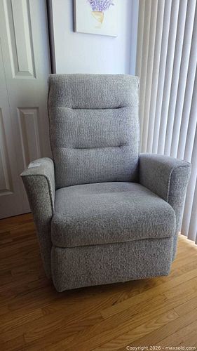 Elran Light Gray Fabric Recliner Chair with Swivel Base (1 of 9)
