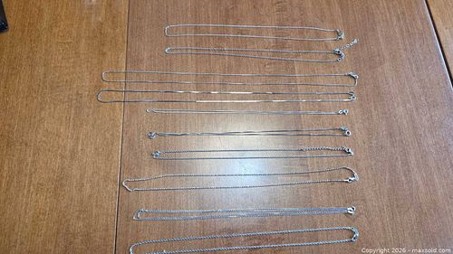 Lot of 10 Sterling Silver Chains Assorted Styles & Lengths (1 of 17)