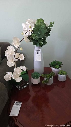 Lot of Assorted Artificial Succulents, Orchids & Ceramic Vases (1 of 11)