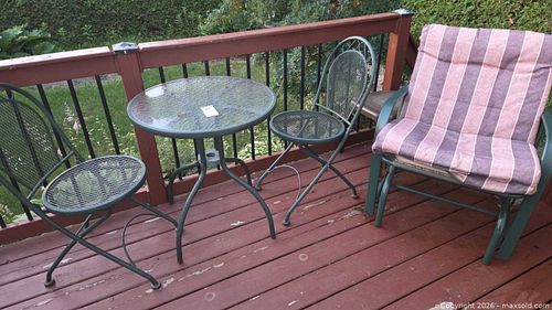 Metal Bistro & Lounge Set with Glass-Top Table and Cushions (1 of 8)