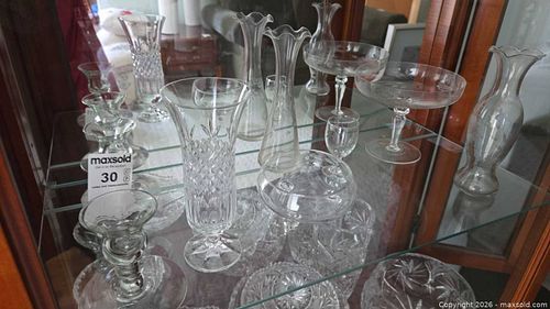 Set of Clear Cut Glass Crystal Vases, Compotes & Candlesticks (1 of 11)