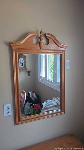 Vertical Light Brown Oak Wood Wall Mirror, Medium (1 of 6)