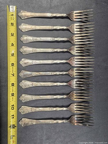 Rogers Silverplate Ornate Monogrammed Dinner Forks, Set of 11 (1 of 4)