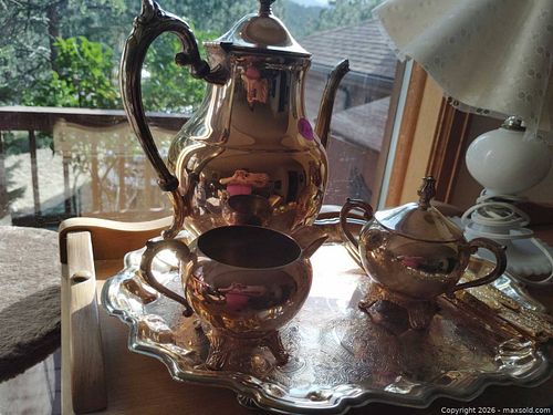 Victorian-Style Silverplated Tea/Coffee Service with Tray (1 of 3)