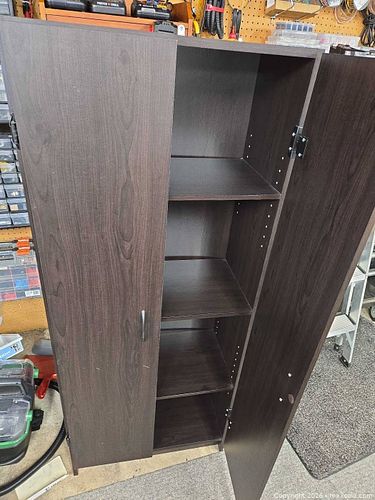 Dark Brown Engineered Wood 2-Door Storage Cabinet (1 of 4)