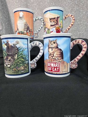 Danbury Mint Porcelain Gary Patterson Cat Mugs, Set of 4 (1 of 5)