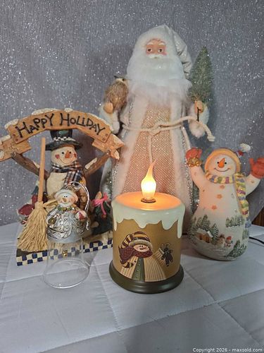 Holiday Christmas Decoration Lot - Snowmen, Santa, Candle, Ornament (1 of 16)