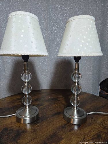 Pair of Brushed Nickel Table Lamps with Glass Accents (1 of 5)