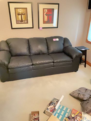 Black 3-Seat Faux Leather Sofa (1 of 12)