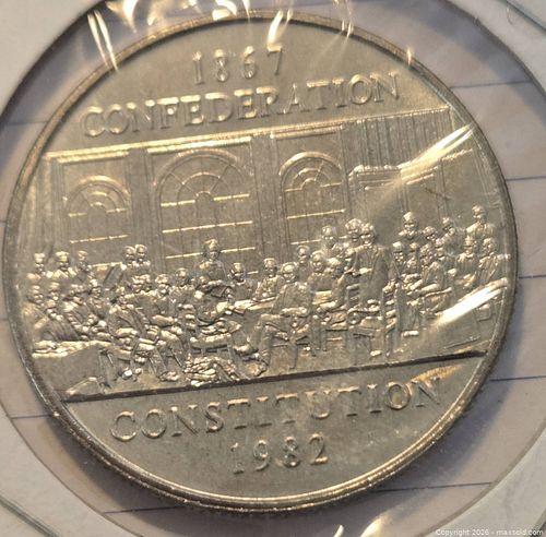 1982 Canada 1 Dollar Confederation/Constitution Nickel Coin (1 of 2)