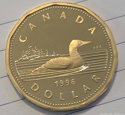 1996 Canada 1 Dollar Loonie Coin - Queen Elizabeth II, Loon (1 of 2)