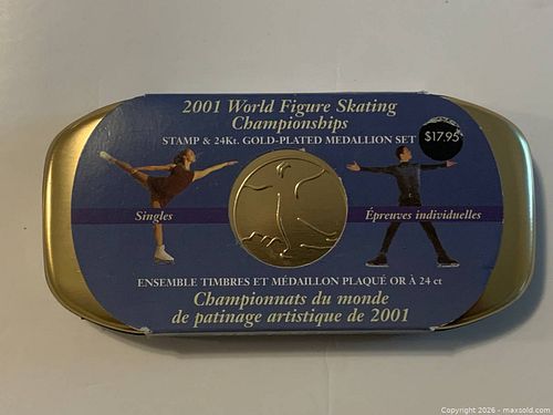 2001 Vancouver World Figure Skating 24kt Gold-Plated Collectible Set (1 of 5)