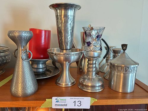 Mixed Vintage Pewter & Glass Decorative Lot (1 of 6)