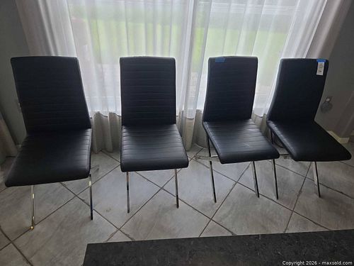 Set of 4 Modern Black Faux Leather Dining Chairs (1 of 14)
