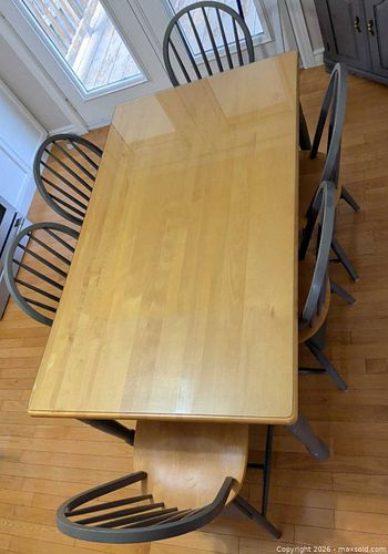 Solid Wood Rectangular Dining Table with 6 Windsor-Back Chairs (1 of 9)