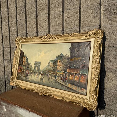 Antonio DeVity (Italian, 1901-1933) Paris Landscape Oil on Canvas Painting (1 of 12)