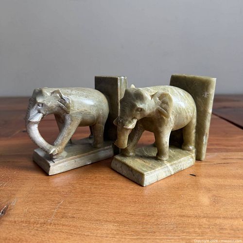 Vintage Stone Elephant - Pair of Bookends  (1 of 10)