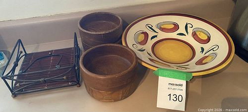 Decorative Serving Bowl, Wooden Bowls & Napkin Holder (1 of 3)