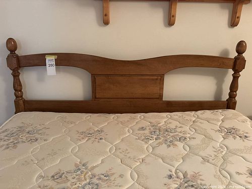 Double Wood Bed Frame, Headboard, Mattress, Box (1 of 4)