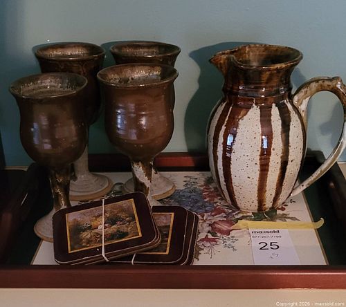Kim Pottage Studio Pottery Goblets & Pitcher (1 of 9)