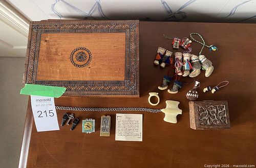 Mixed Northern-Themed Collectibles, Carved Box, Miniature Moccasins & Decor (1 of 9)