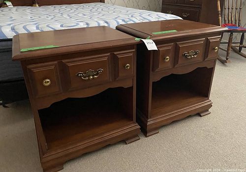 Pair of Vintage Vilas Canada Wooden End Tables with Drawer & Shelf (1 of 9)