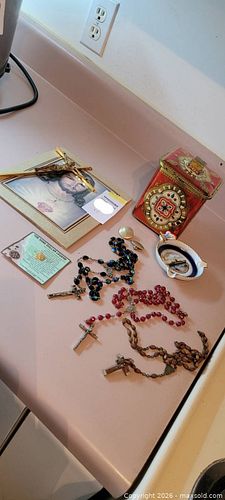 Religious Collectibles Including Rosaries, Crucifix, Decorative Tin & More (1 of 11)