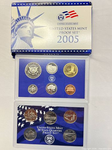 2005 U.S. Proof Set — 11 Coins (5 State Quarters + 6 Denoms) (1 of 14)