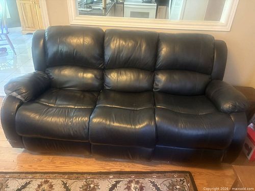 Black 3-Seater Bonded Leather Reclining Sofa (1 of 1)