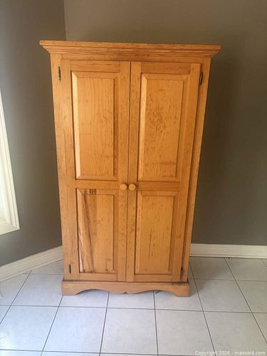 Solid Wood Light Oak 2-Door Armoire Wardrobe, Traditional (1 of 1)