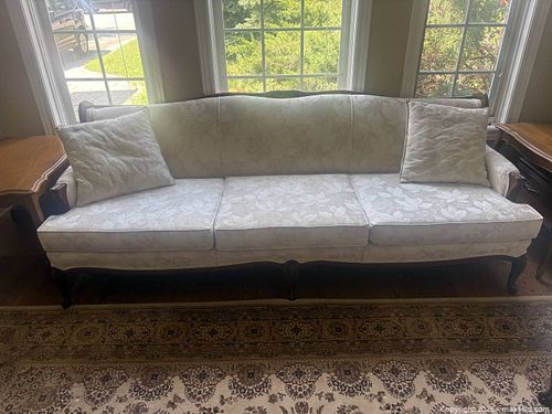 Traditional French Provincial 3-Seater Cream Patterned Sofa (1 of 1)