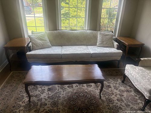 Traditional French/Queen Anne Coffee Table with Upholstered Top (1 of 1)