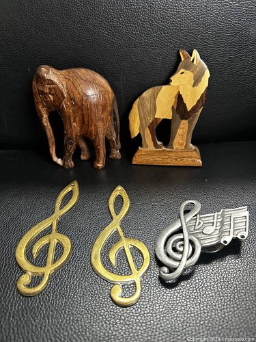 Lot of 5 Mixed Wood & Metal Musical Figurines (1 of 3)