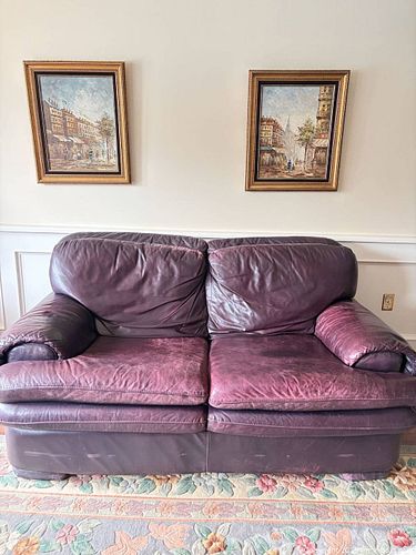 Burgundy/Purple Leather Traditional Loveseat (1 of 5)