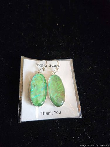 Green dicroic glass 925 earrings (1 of 5)