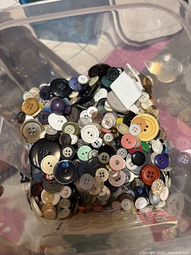 Assorted Mixed Buttons - Plastic, Metal, Shell, Various Sizes (1 of 3)