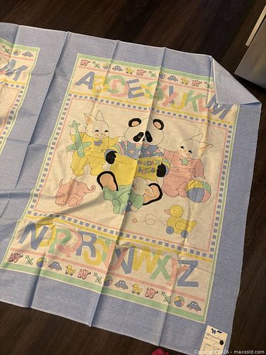 Nursery Cotton Fabric Panel - Alphabet & Baby Animals (36" x 48") (1 of 3)