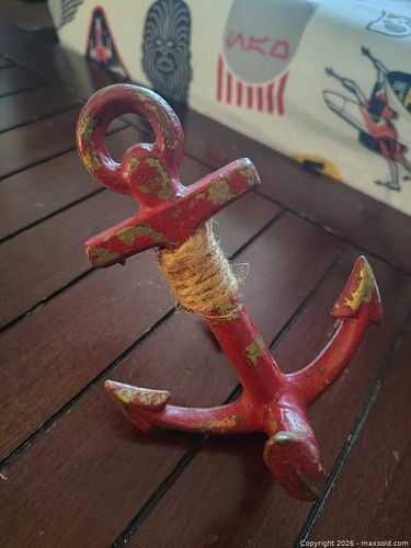 Medium Decorative Nautical Anchor, Cast Iron with Rope Accent (1 of 2)