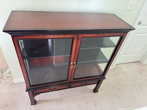 Bombay Cherry Wood Veneer Display Cabinet with Glass Doors (1 of 13)