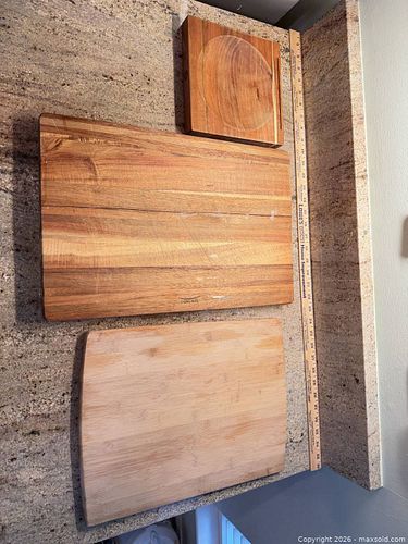 Set of 3 Wooden/Bamboo Cutting Boards with Carved Bowls & Knife Slot (1 of 4)