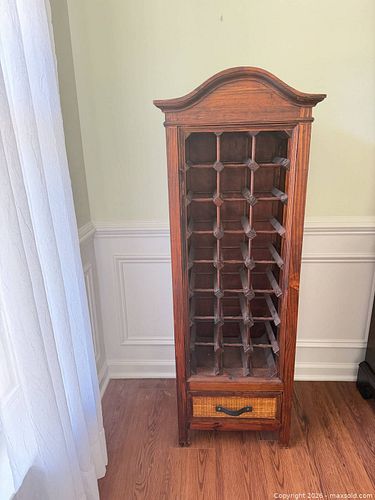Solid Wood Wine Rack with Wicker Panels, ~30-Bottle Capacity (1 of 8)